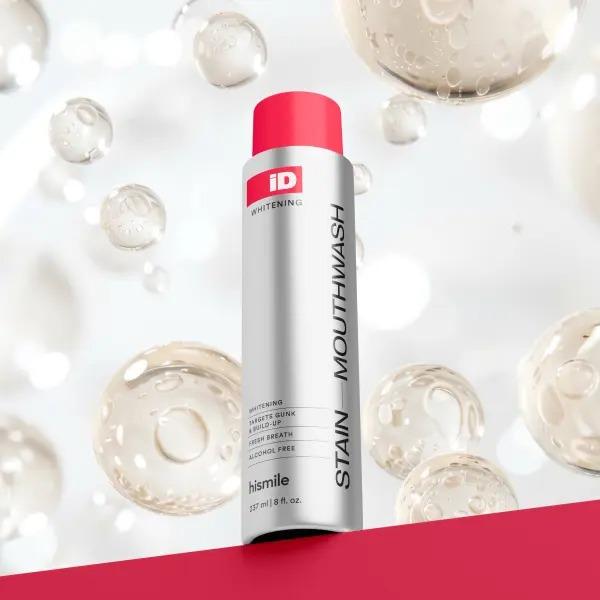 Hismile iD Stain Whitening Mouthwash 237ml | Teeth Whitening, Freshens Breath & Inhibits Bacteria Growth with Essential Oils | Portable for Daily Use | Whiten. Freshen. Deep Clean. Hismile iD Stain Whitening Mouthwash 237ml | Teeth Whitening, Freshens Breath & Inhibits Bacteria Growth with Essential Oils | Portable for Daily Use | Whiten. Freshen. Deep Clean.