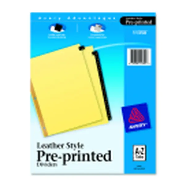 Avery Double-Sided Leather Tab Dividers, 3-Hole Punched, 3Hp Tabs, Black, 30% Post-Consumer Materials, Double-Sided Gold Reinforcing, Prevents Tearing (Office Binder Accessory for Computers & Office Stationery Supplies), Three-Hole Punched