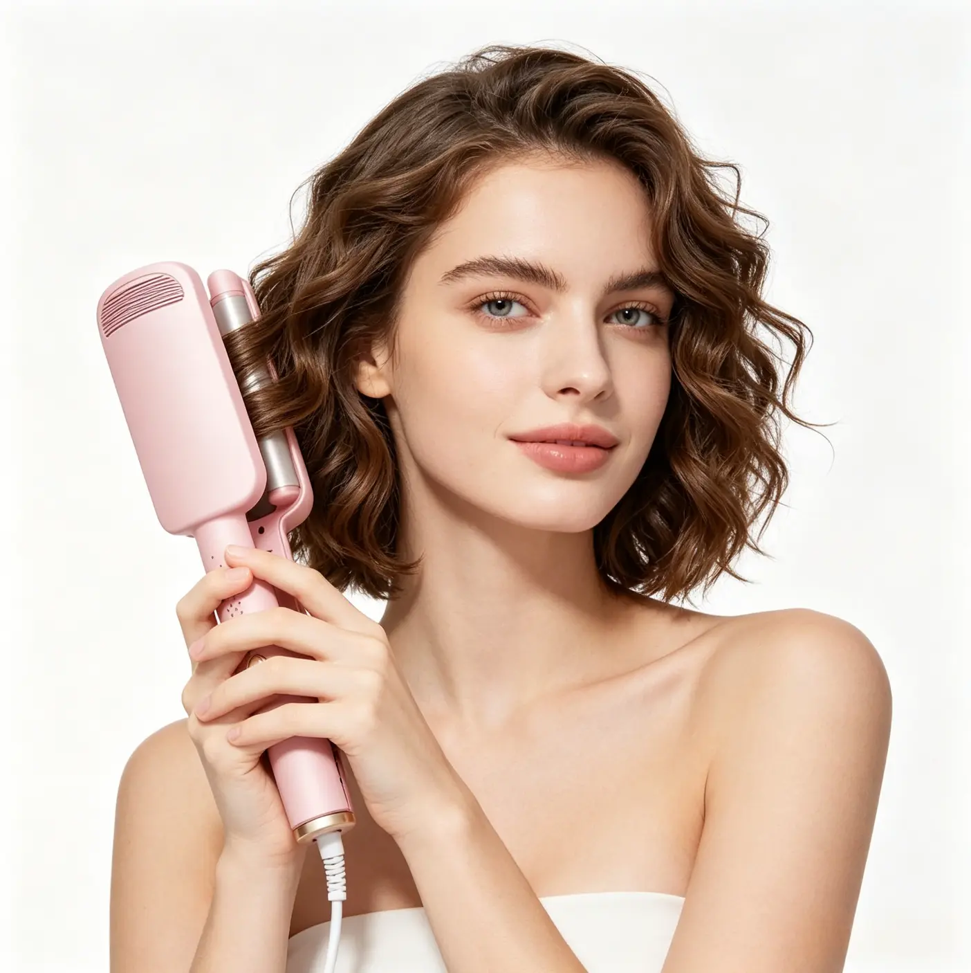 Curling Iron Hair Crimper Waver – 3-Barrel Wave Curling Iron, 32 mm Ionic Beach Waves Curling Wand, Deep Waver Hair Curler Hot Tool with Ceramic for Women, Easy to Use