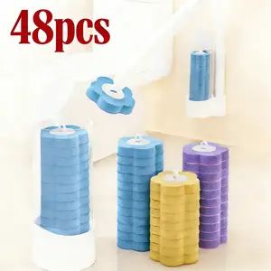 Disposable Toilet Brush Set with 48PCS Triple-Layer Refills & Wall Mount Holder for Deep Cleaning & Hygienic Bathroom Maintenance