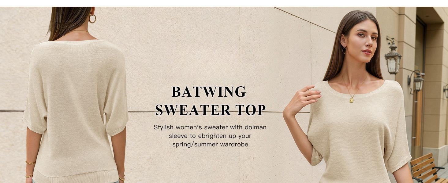 Imily Bela Womens Short Sleeve Sweater Summer Batwing Trendy Casual Boat Neck Lightweight Loose Fitting Knit Tops Imily Bela Womens Short Sleeve Sweater Summer Batwing Trendy Casual Boat Neck Lightweight Loose Fitting Knit Tops