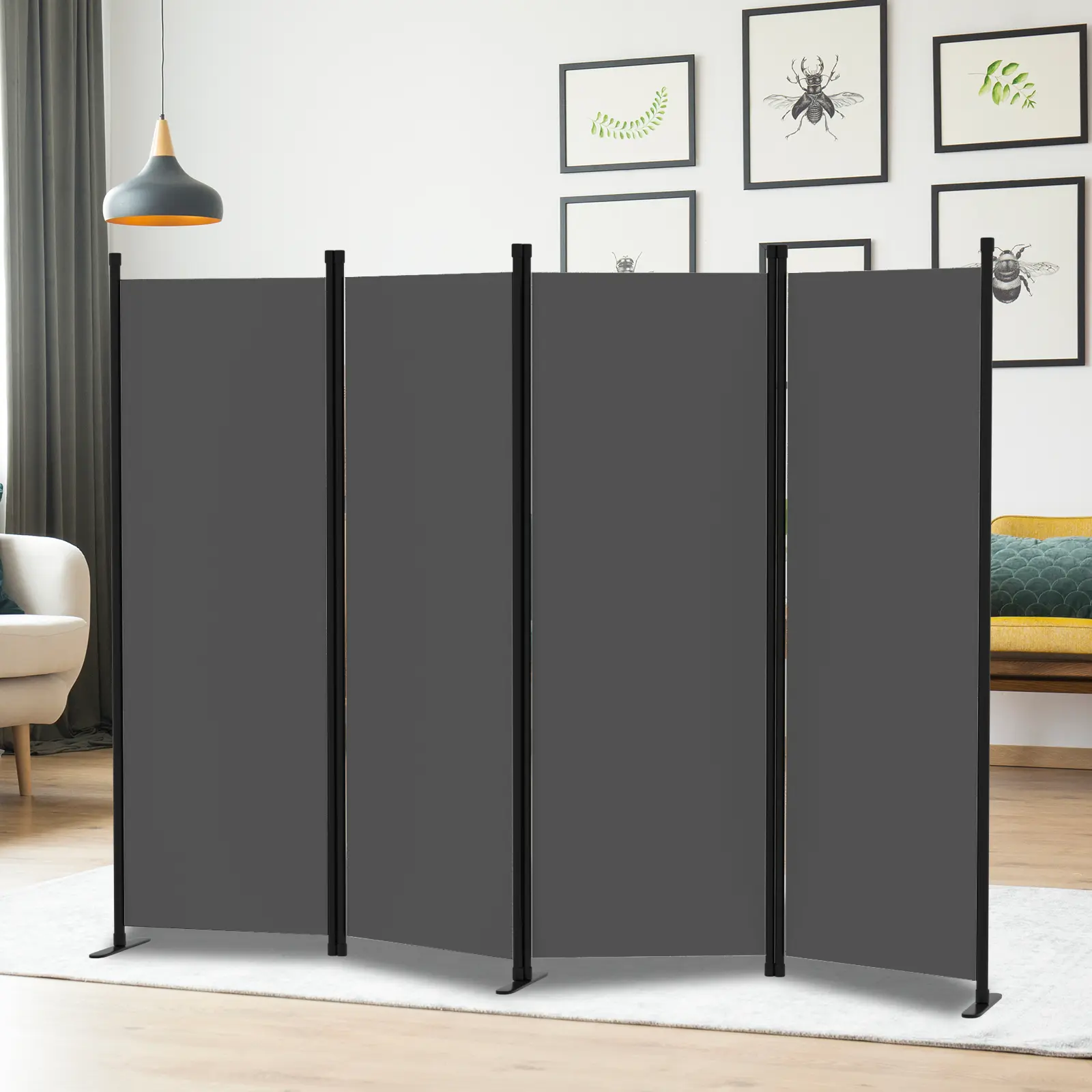Gaptainer 4 Panel Room Divider,Folding Privacy Panel Screens for Office Home Dorm Separation,Freestanding Patition Screen Fabric Panel Wall homeessentials