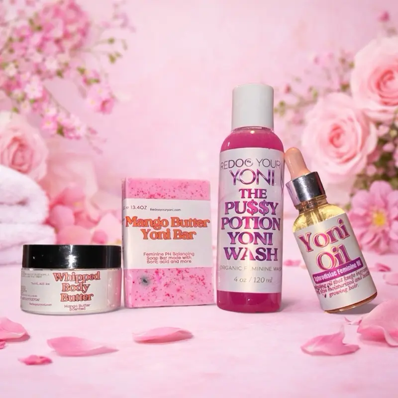 Redooyouryoni Feminine Hygiene Bundle - Yoni Wash Bar Oil & Whipped Body Butter Mango Scented with Boric Acid Natural Ingredients Luxury Care