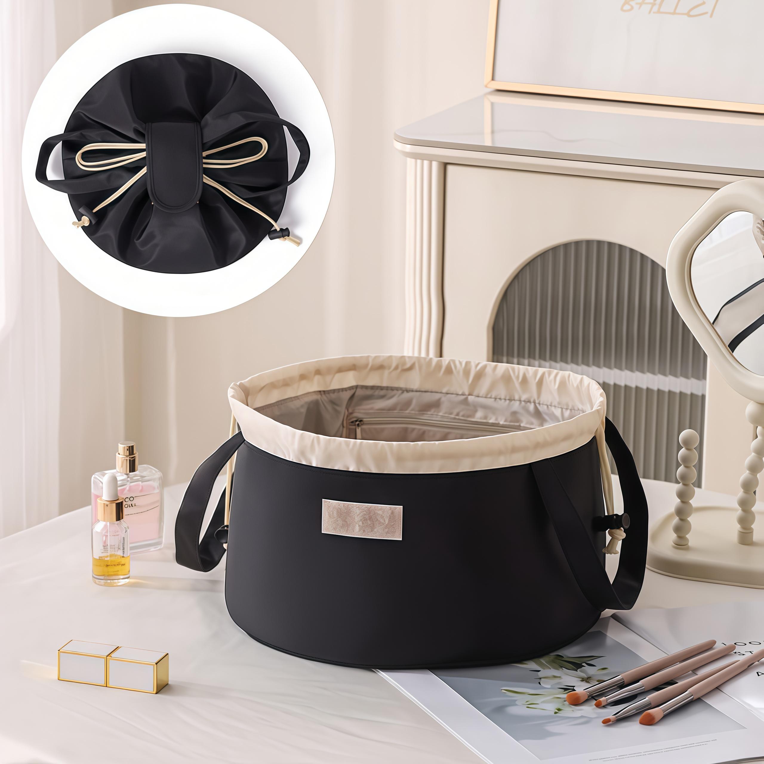 All in One Lazy Drawstring Waterproof Drawstring Makeup Bag with Large Capacity for Girls and Women Ideal for Home Business Trips Travel Organized Storage Hub Compact Design Stylish Durable drawstring purse.Christmas gift clear cosmetic everyday makeup