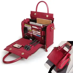 Trendy Women's Versatile Adjustable Zipper Strap PU Leather Fashionable Stylish Crossbody Bag Leather Shoulder Handbag Satchel with Compartments and Adjustable Strap Woman Classic Vintage Women's Everyday Crossbody Design Tote bag