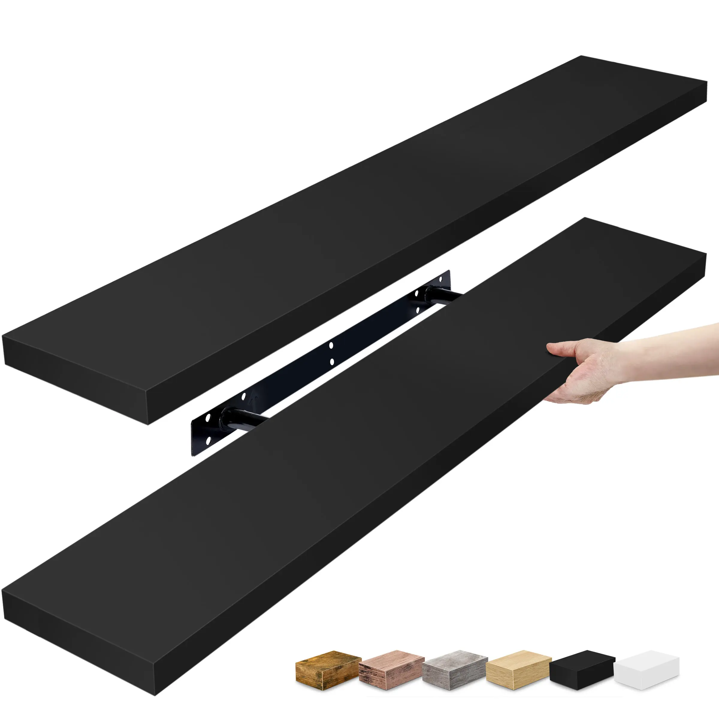 Sorbus Matte Long Floating Shelves (2 Pack) - Home Accessory, Aesthetic Home Decor, Unique Room Decor, Vanity Shelves, Bedroom Furniture for Books, Media, Floating Shelves Bedroom Furniture