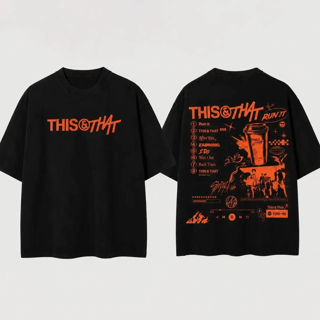SKZ This And That Track List World Tour Run It Shirt, This And That, Retro Streetwear Tee, Music Fan Shirt, Unisex Gift Cotton Top Soft Womenswear Unisex Gift R07