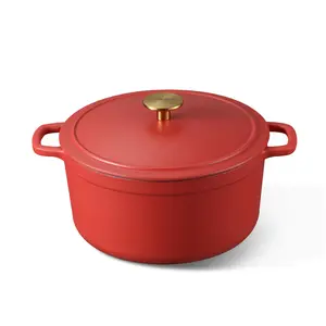 [Official] Valentine's Day CAROTE 5QT Red/White Enameled Cast Iron Dutch Oven Pot with Lid, Heavy-Duty Dutch Oven Healthy & Non-Toxic, Dual Handles, All Stovetop Compatible, Oven Safe up to 500° F, Red