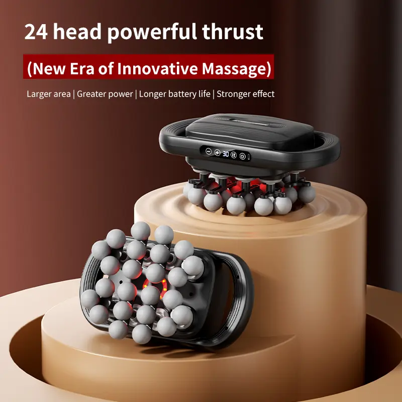 Adjustable Massage Gun with 30 Speeds and 24 Heads, Deep Tissue Percussion Body Massager for Full Body Muscle Relief, Massage Devices, Shoulder Pain Relief, Synthetic, Back, Legs, Waist, Back Massager, Low Back Pain Relief