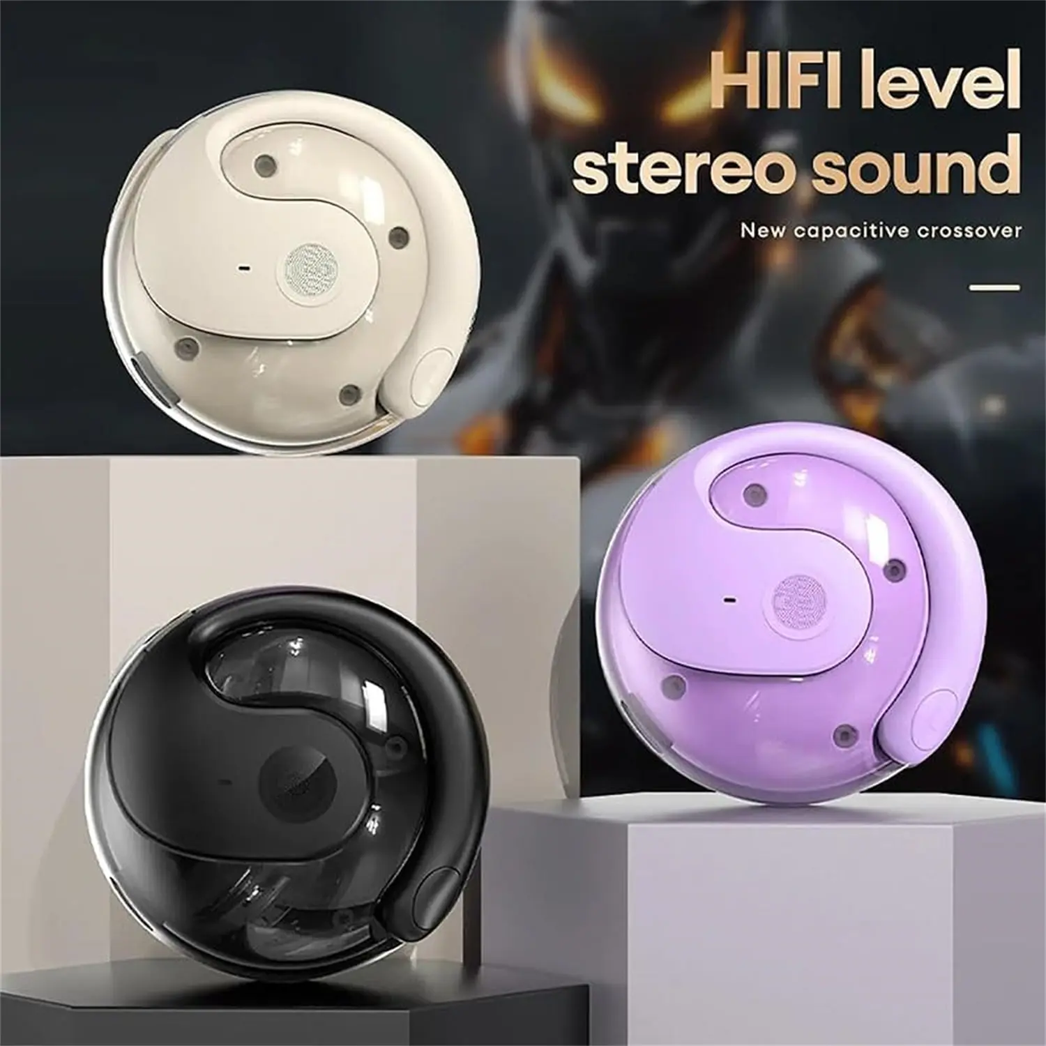 OWS Wireless Bluetooth 5.4 Earbuds, High Quality Headphones with Noise Reduction Mic, Waterproof Sport Audio Device for Music Playback & Phone Calls, Noise Reduction Headphones