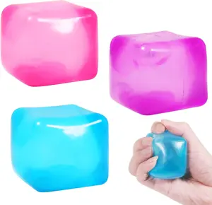 Stress Cube Squishy Stress Balls for Adult for Your Best Mellow and Chill Ice Cubes Square Shape with Filling in Pink Purple Blue Soft Slow Rising Stress Balls handmade stress ball asmr squishy fidget toy