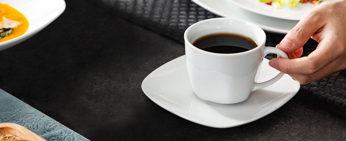 MALACASA Porcelain Dinnerware Set - Square Ceramic Plates & Bowls Set, 18/24/30/36/50 Pieces, Modern Design, Dishwasher & Microwave Safe Cutlery Winter Holiday