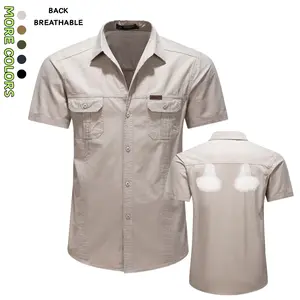 Men's Short-Sleeve Button-Down Shirt - Durable Workwear Top with Reinforced Pocket, Ideal for Outdoor Activities & Everyday Casual Wear, Shortsleeve, Buttons
