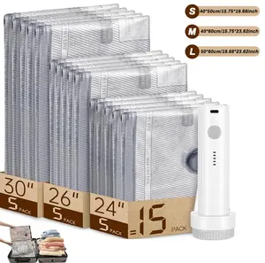 Travel Vacuum Compression Storage Bags with USB Rechargeable Electric Pump Ultra Compact Lightweight Space Savers for Clothing & Travel Essentials Zipper Pouches Outdoor Packing System Hand Organizer Holiday Variety Pack