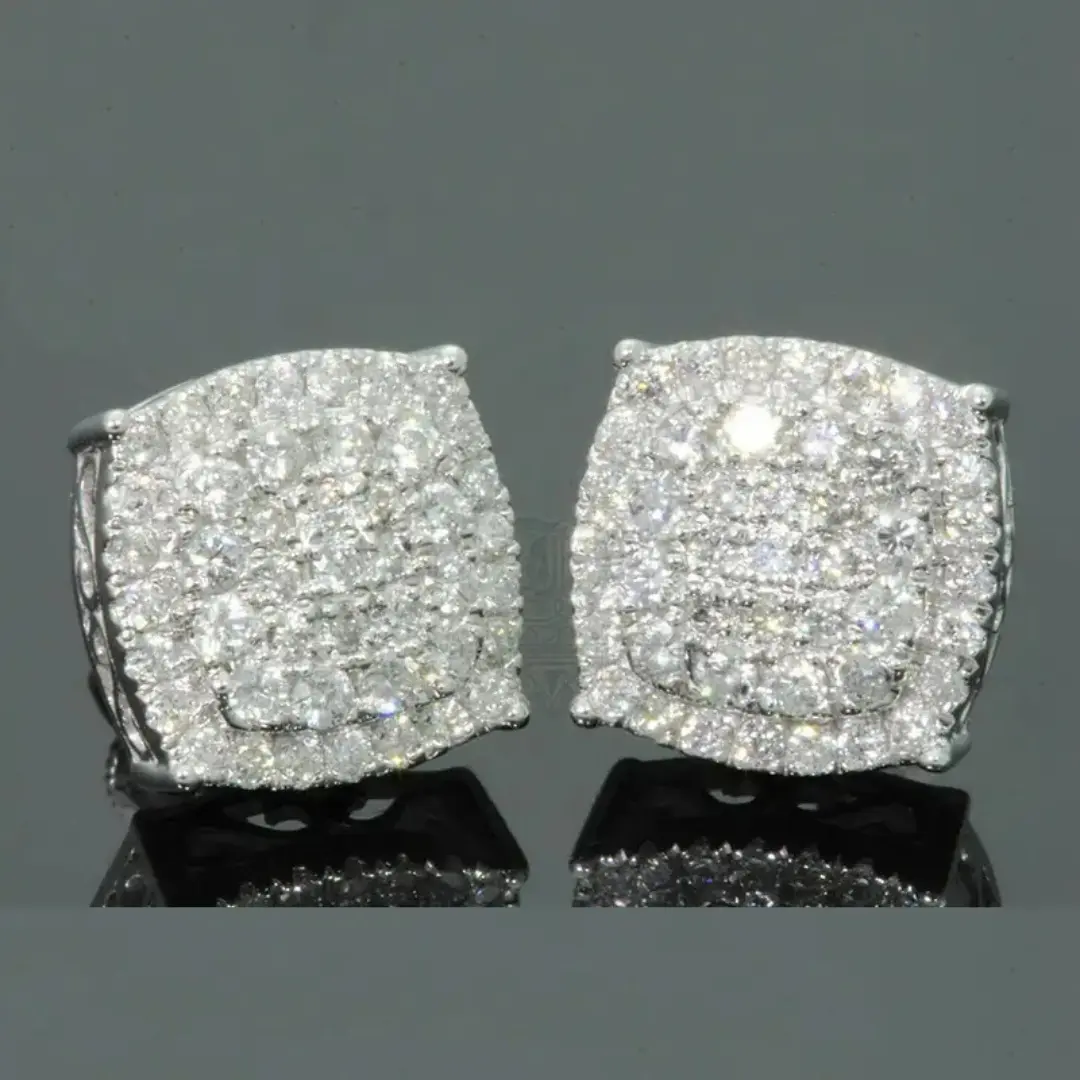 【2026 TREND ALERT】Unisex Elegant Square AAA Cubic Zirconia Stud Earrings | 18K Gold & Silver Dual Plating, 360° Full Sparkle Minimalist Jewelry, Ideal Gift for Valentine’s Day, Birthday, Anniversary, Christmas for Him & Her