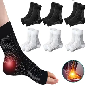 3 Pairs Open Toe Compression Ankle Sleeves, Ankle Protective Stretch Compression Socks, Plantar Fasciitis Relief Compression Socks,Ankle Compression Sleeve