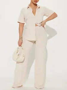 Makenzie Short Sleeve Pant Set - Oatmeal