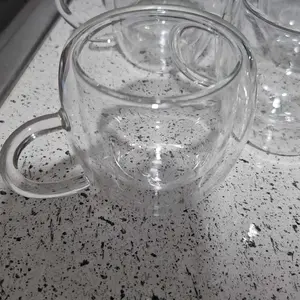 6-Pack 2.7oz Double Walled Glass Coffee Mugs - Insulated Espresso Cups with Handle - Clear Borosilicate Glass for Latte, Espresso Machine、Cappuccino & Tea