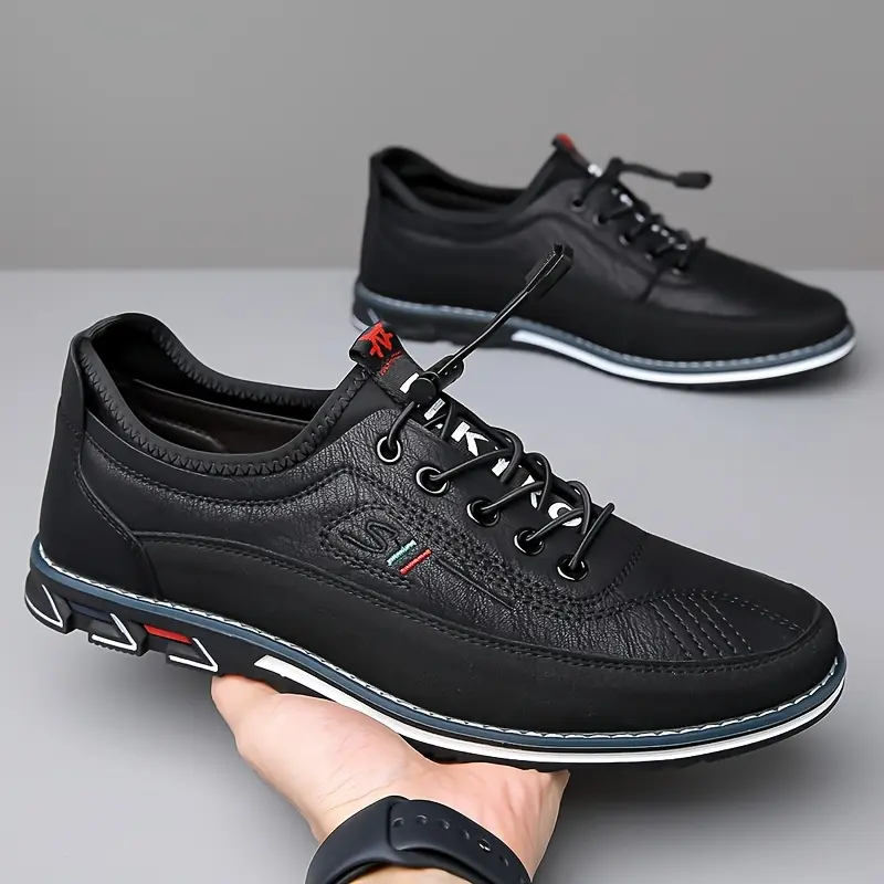 Men's Sleek Business Casual Shoes - Dual Buckle Closure, Solid Color for All Seasons