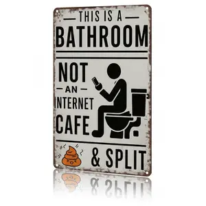 Funny Bathroom Wall Decor Metal Sign Vintage This Is A Bathroom Not An Internet Cafe Tin Wall Art For Washroom Toilet Farmhouse Home Office 8 X 12 Inch
