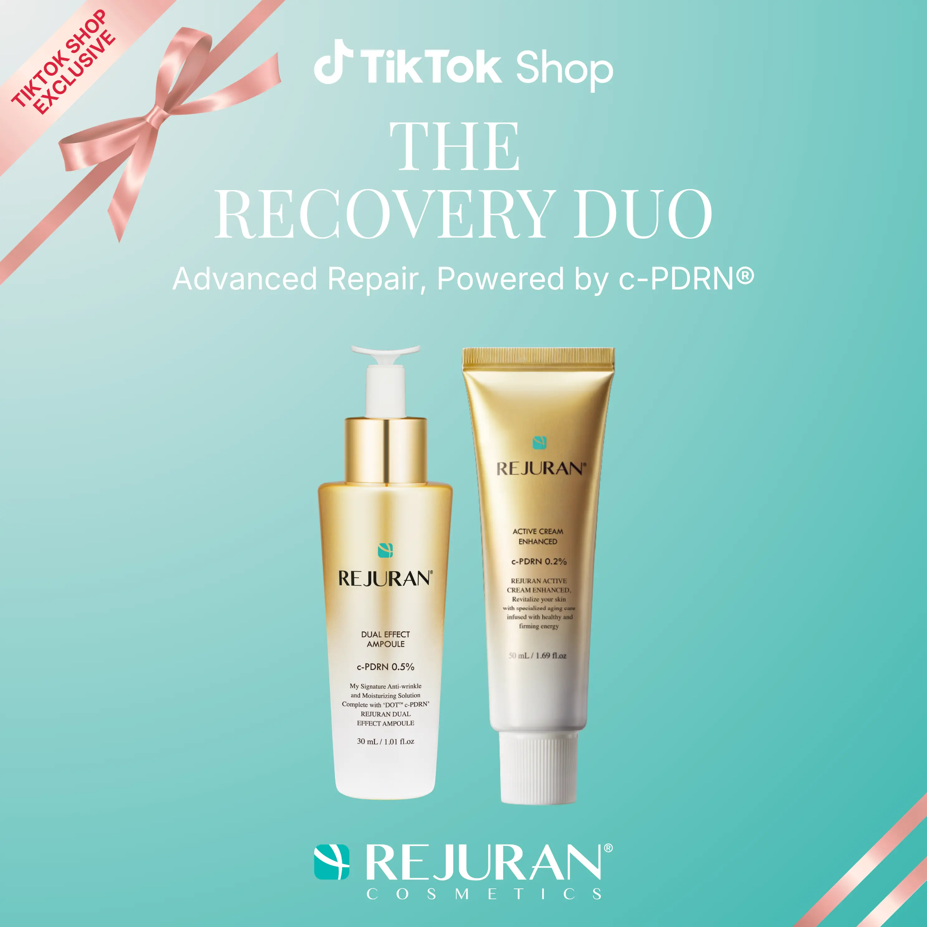 REJURAN Recovery Duo Set – c-PDRN Powered Dual Effect Ampoule 30ml + Active Cream Enhanced | Two-Step Anti-Aging & Radiance Routine