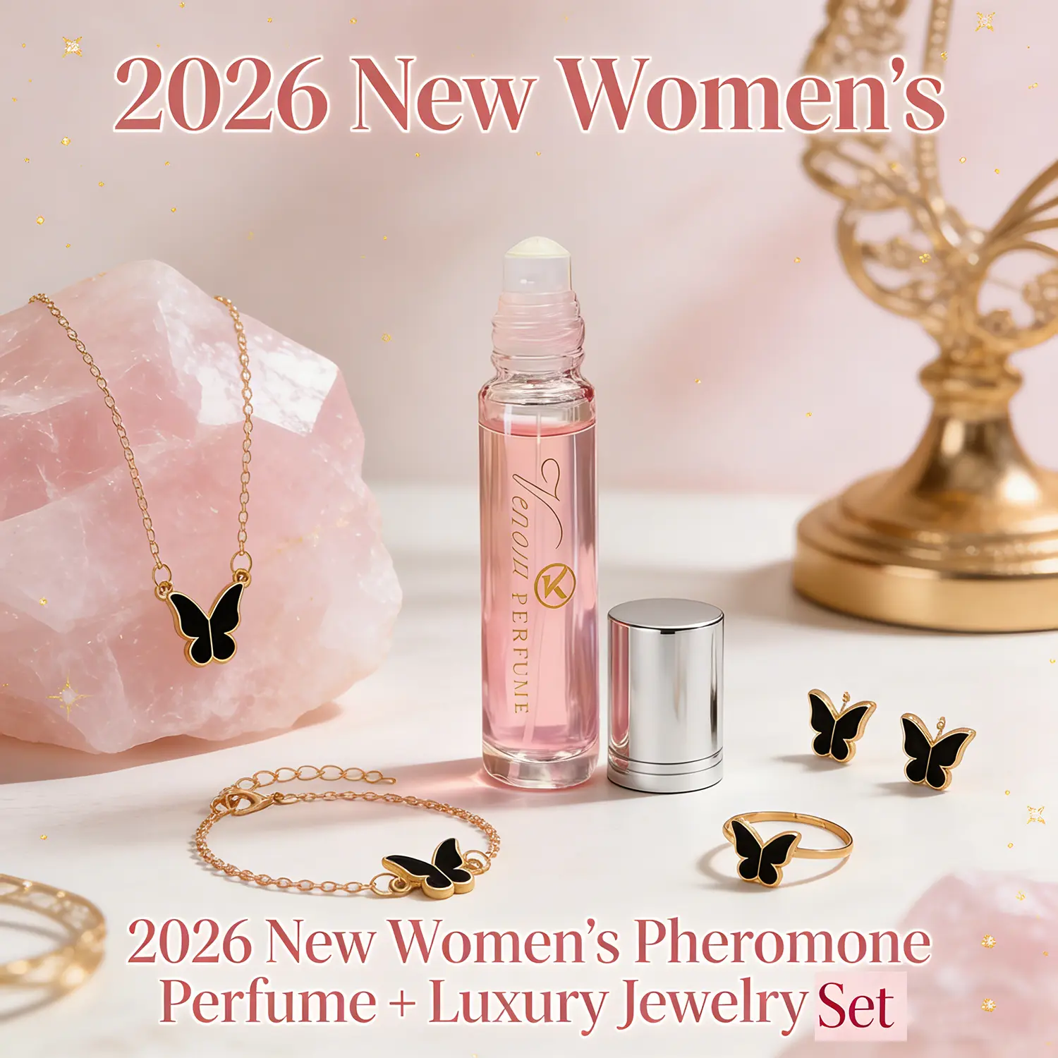 Women's Pheromone Perfume Oil is infused with pheromones and a blend of flowers, fruits, and woods to attract his deepest attention. Comes with a complimentary exquisite jewelry collection. Ideal for a romantic evening and the most stunning holiday gift.