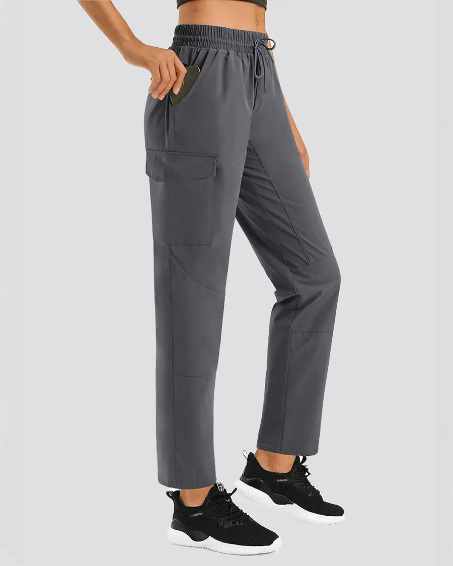 Women's Lightweight Water-Resistant Straight Leg Cargo Hiking Pants, Outdoor Activewear with Breathable Fabric & 5 Zipper and Cargo Pockets