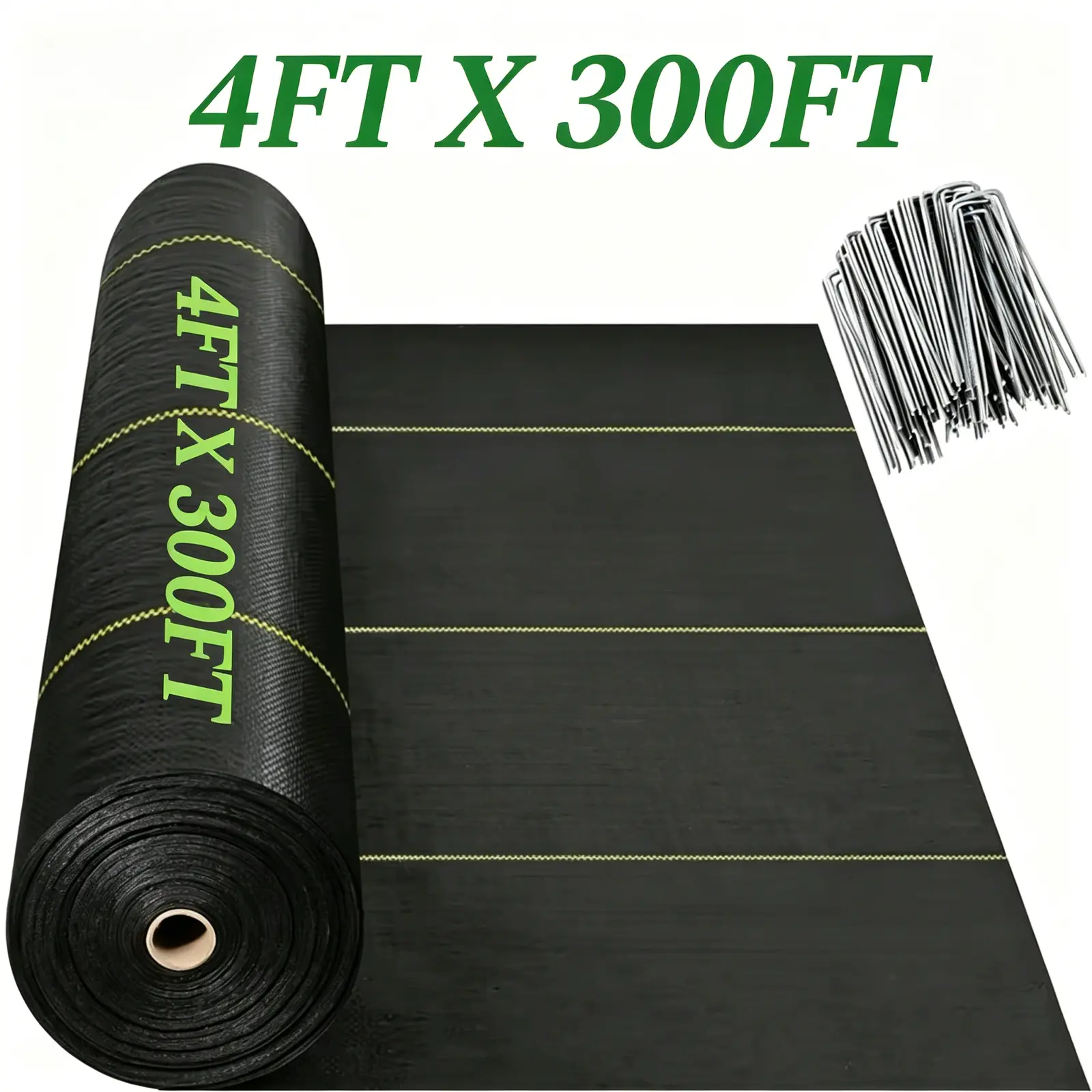 Weed Barrier Fabric, 4ft x 180ft / 4ft x 300ft Weed Barrier Landscape Fabric Premium  Heavy Duty Ground Cover Anti-Weed Gardening Mat High Permeability Easy Setup Commercial Outdoor Weed Mat