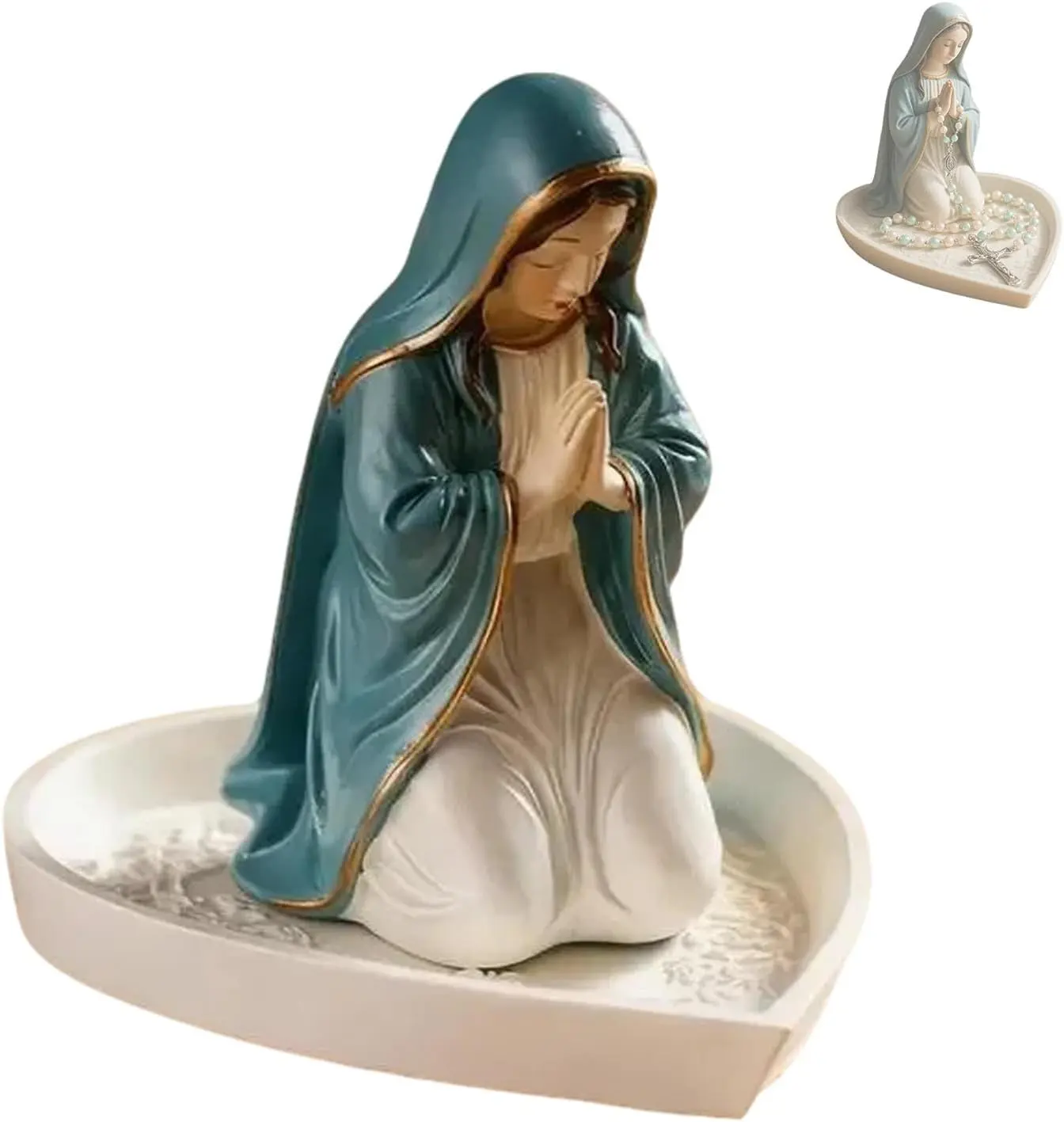 virgin mary rosary holder, 5.5" Virgin Mary Statue - Blessed Mother Figurine, Perfect Catholic Gift for Women, Ideal Catholic Home Decor (A)