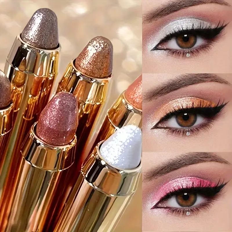 Eyeshadow Sticks Set of 6 - Long-Lasting Waterproof Wear Colored Pigment Makeup, High Shine Cosmetic with Shimmer & Matte Mix Shades, Glitter Beauty, Glam Pack Glitter