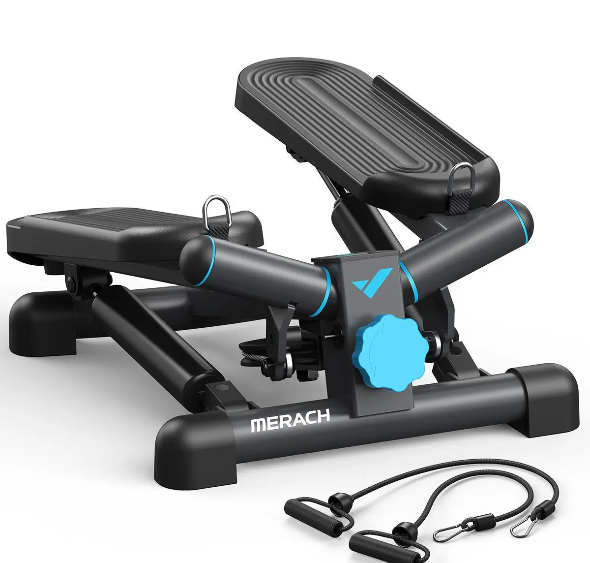 Merach Steppers for Exercise, Space-saving Stair Stepper with Resistance Bands, Mini Stepper for Home And Office Use with 330LBS Loading Capacity, Hydraulic Fitness Stepper with LCD Monitor BackToSchool Home Squat Machine