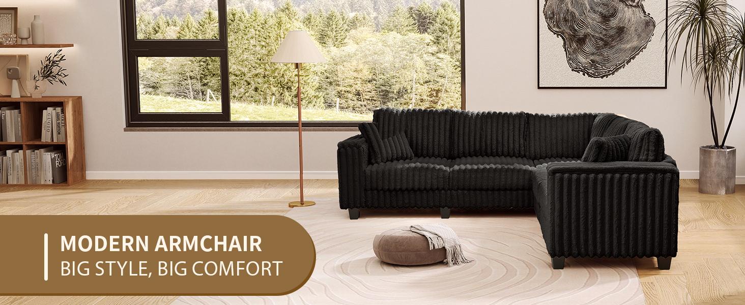 【2 Packages Shipping】Giratree 137" Plush Corduroy Cloud Velvet Modular Couch with Chaise, No Assembly Required L-V-U Shaped Sectional Sofa Set with Flexible Configuration 【2 Packages Shipping】Giratree 137" Plush Corduroy Cloud Velvet Modular Couch with Chaise, No Assembly Required L-V-U Shaped Sectional Sofa Set with Flexible Configuration