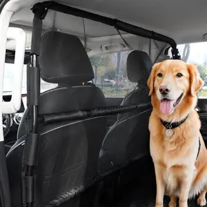 VEVOR Dog Car Barrier, 56" Wide Car Divider for Front Seats Installation, Vehicle Pet Barrier with See Through Net Mesh, Universal-Fit Dog Car Barrier for Full-size Sedans, Trucks, and SUVs, Black