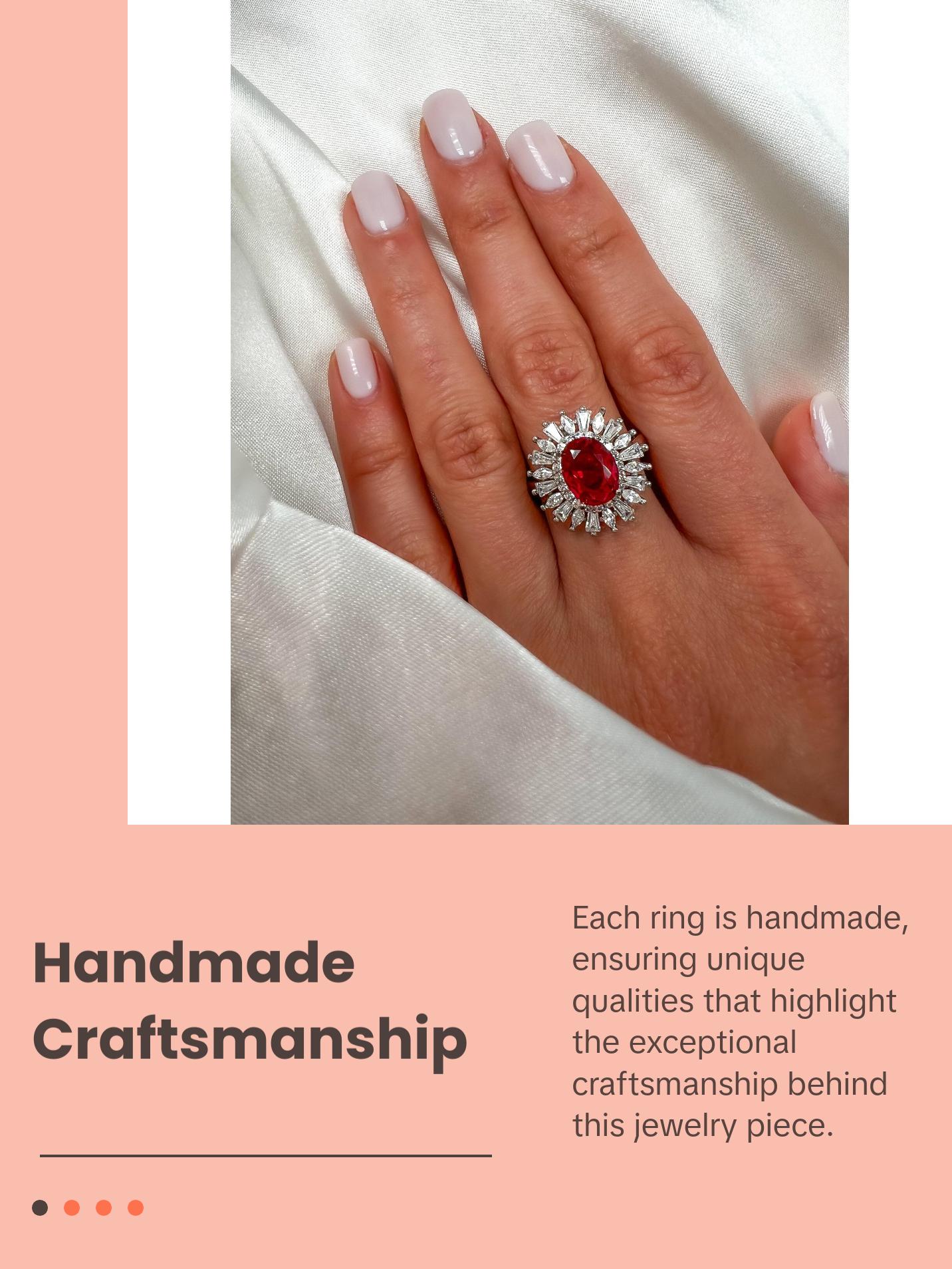 2Ct Oval Cut Ruby Sterling Silver Halo Ring, Size 6.5