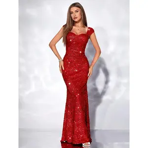 Women's Glitter Sequins Mermaid Dress, Elegant Off Shoulder Party Evening Gown, Ladies Clothes for Cocktail Prom