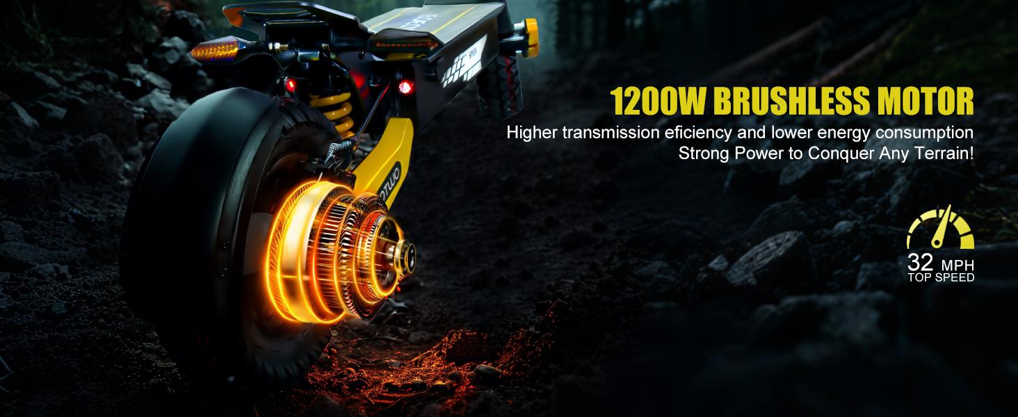 EOEOTWO GT06 Electric scooter, 48V 13AH/23.4AH, range of 40 miles, 1200W motor, foldable electric skateboard, 28MPH, LED display screen, front and rear dual shock absorbers, electric skateboard