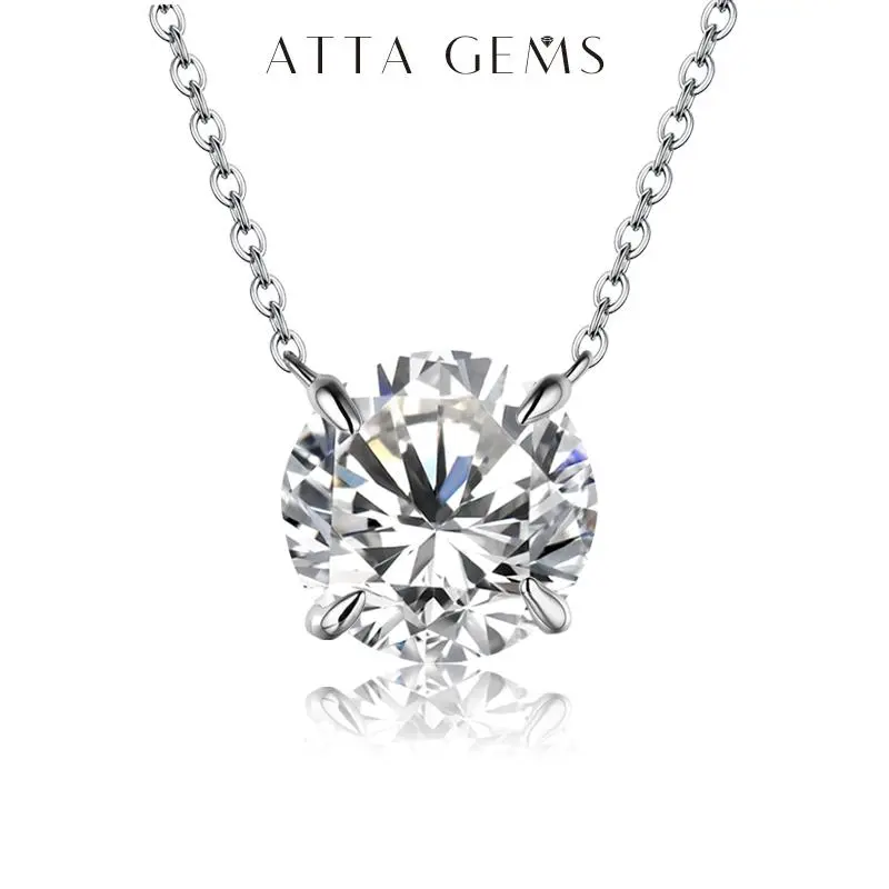 ATTAGEMS Women's D Color VVS1 Synthetic Moissanite Pendant Necklace - 0.5-2CT Fashion Single Gemstone Pendant Necklace, Diamond Alternative Jewelry, Ideal for Birthday & Engagement Gifts, Style N009 summerwins, Fashion Necklace, Single Gem Necklace tiktok