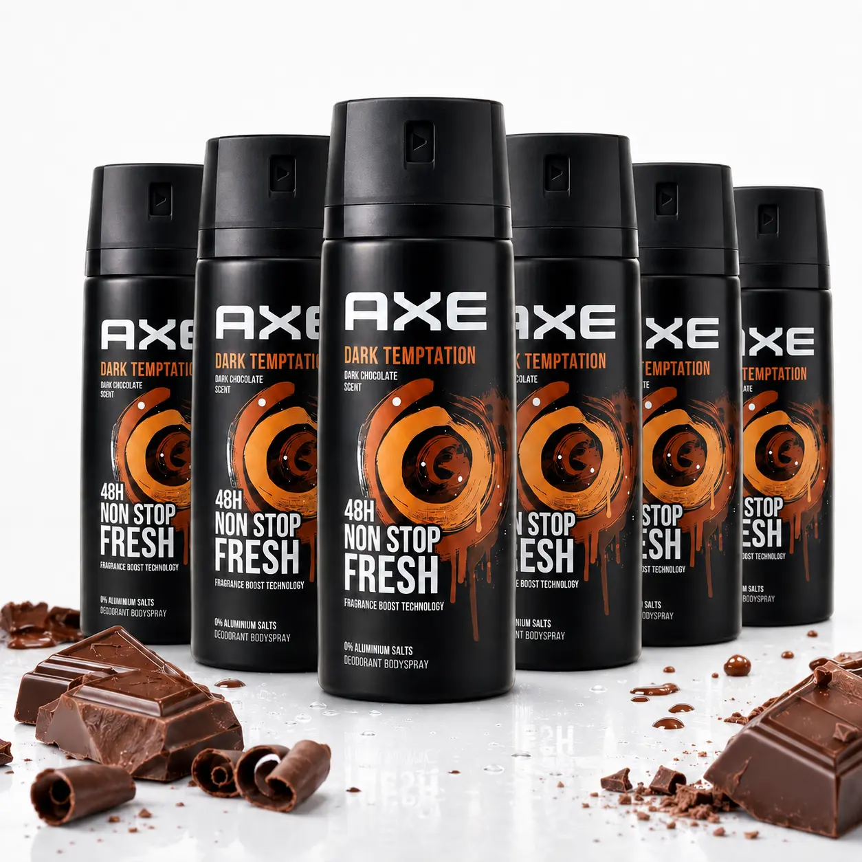 AXE Dark Temptation Scented Deodorant Body Spray Value Bundle (5oz/150ml) - Dark Chocolate Cocoa Aroma, Aluminium Free 48H Non-Stop Fresh Body Care Products for Office Use, Male Body Deodorizer Body Odor Remover Fragrance