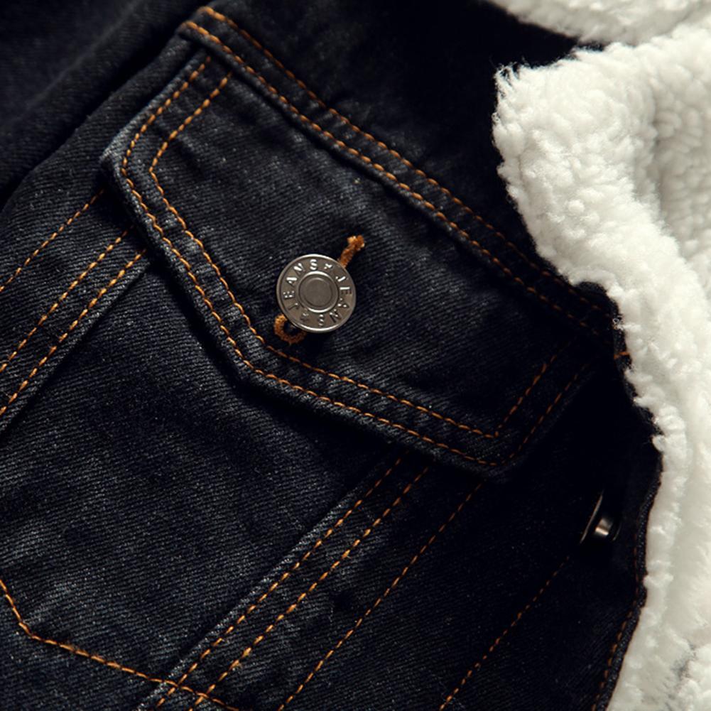 Men Winter Autumn Jacket Denim Inner Fleece Thicken Winter Jeans Jacket Coat Men'S Turn-Down Velvet Jacket Mens Fur Parkas