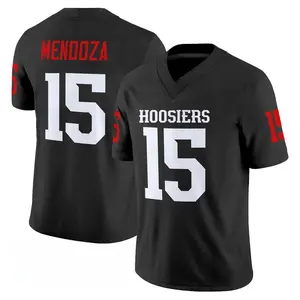 Indiana Hoosiers White V-Neck Football Jersey Mendoza #15 Unisex Lightweight Breathable Athletic Shirt for Training Practice Game Day