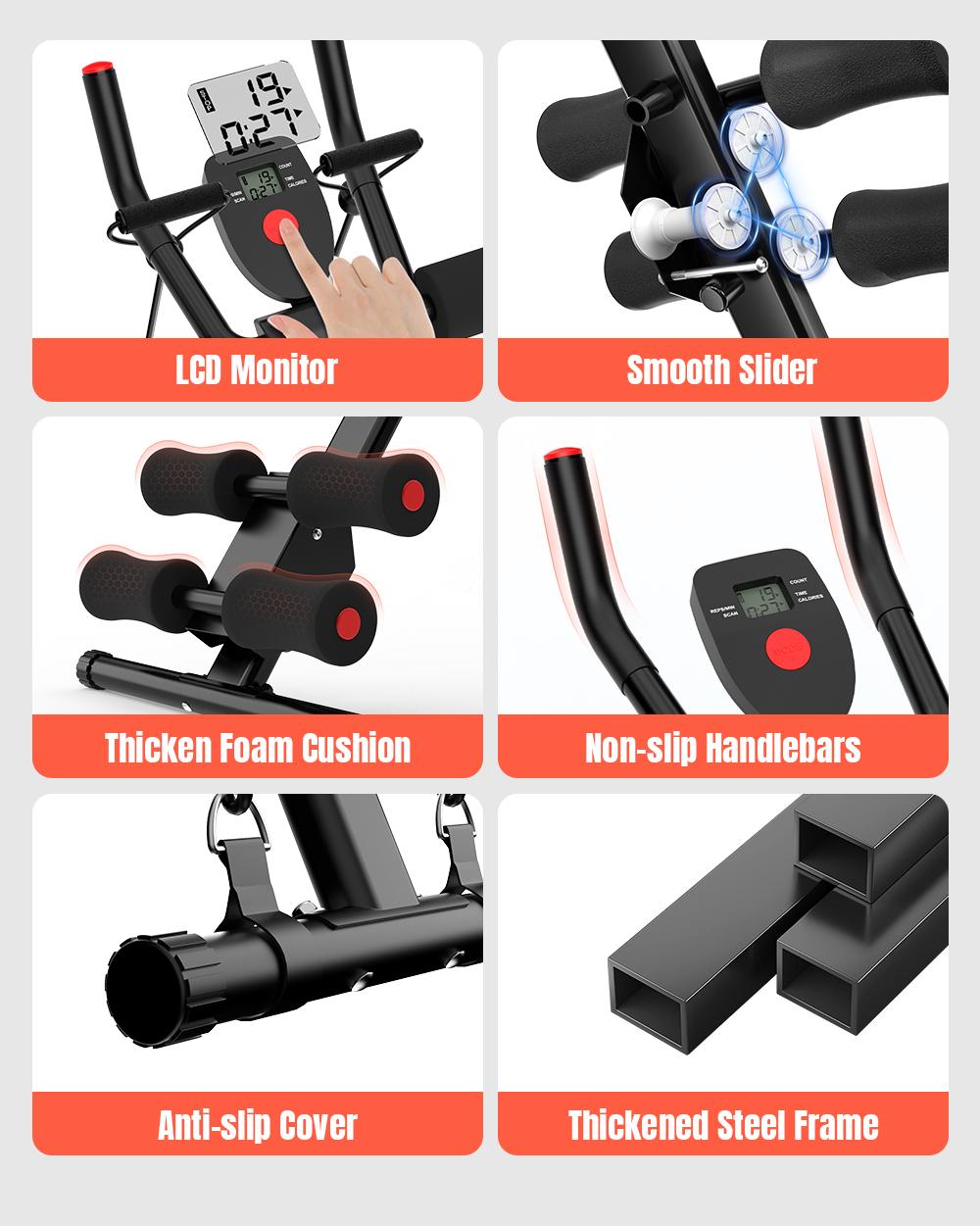 RELIFE REBUILD YOUR LIFE Adjustable Ab Trainer Machine Foldable Ab Workout Equipment for Home Gym, Core & Abs Exercise Machine, Arm Leg Glute Shaper