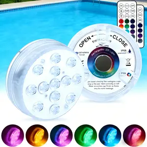2/4 Pack 13 LED Color Changing Submersible Pool Lights with Remote, Battery Operated Waterproof Underwater Lights for Pool, Pond, Bathtub, Hot Tub, Garden Party Decor Gift