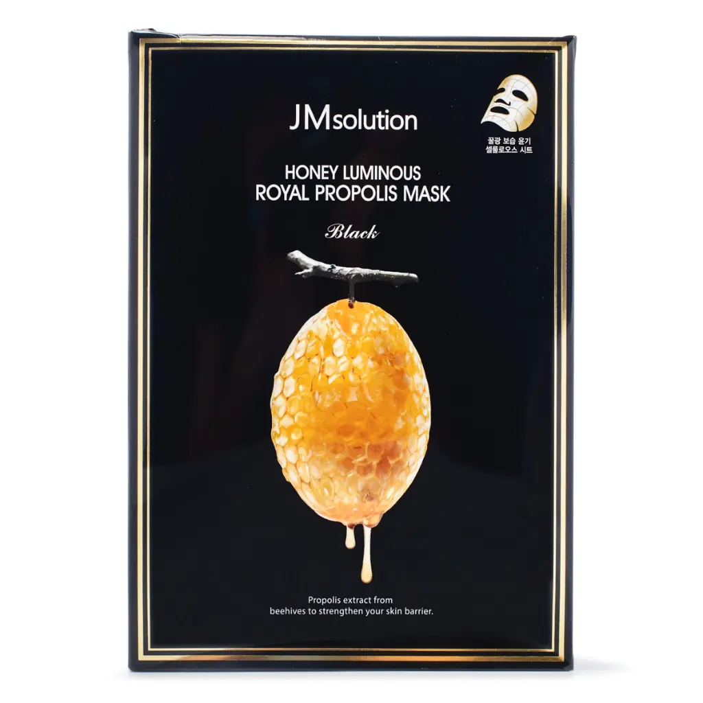 JMSOLUTION Honey Luminous Royal Propolis Sheet Mask for Deep Hydration and Soothing Skincare, 10 Count, Moisturizer, Hydrating Mask, Calming, Masks