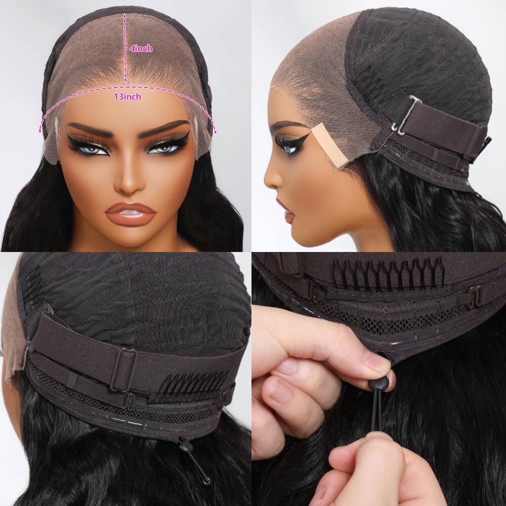 Bling Hair Body Wave 13X4 Lace Front Drawstring Wigs Human Hair Easy To Wear 13x6 Glueless Wig Human Hair Pre Plucked Pre Cut Pre Everything Frontal Wig Beginners Friendly 180% Density #TikTokShopBlackFriday