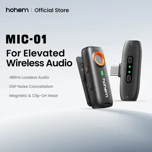 hohem MIC-01 Wireless Lavalier Microphone, DSP Noise Cancellation, 20-Hours Battery, Wireless Mircophone for Android, PC, Camera, Interview, Vlogs (1 TX + 1 RX ), Perfect with hohem iSteady M6/iSteady MT2/iSteady Mobile+ Audio  Microphone