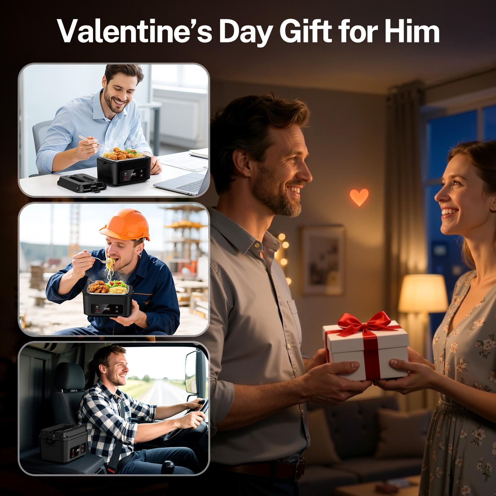 OGERY Self-Heating Electric Lunch Box, 100W Faster Heated Cordless Lunch Box for Adults with Automatic Heating, 40 fl oz 304 Stainless Steel Food Warmer with Timer for Hot Meals Anywhere