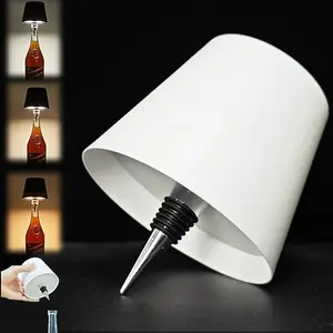 Wireless Bottle Lamp,3 Color Light Bottle Light,Rechargeable Waterproof Bottle Touch Lamp Head with for Home,Bar,Camping,Travel,Restaurants,Party, Nightstand, Aesthetic Room Decor, Unique Gift for Wine Lovers(1PC)