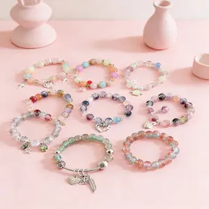 Aesthetic Color Theme Bracelet Set – 10PCS Stackable Beaded Bracelets, Cute Jewelry Bundle for Layering & Sharing