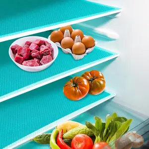 LMMAKE 4Pcs Waterproof Placemat Cuttable Refrigerator Lining Mats Washable Drawer Cabinet Mats Insulated Moisture Proof Stain Resistant Coasters Fridge Accessories for Shelves Clean Tidy Blue EVA Tableware