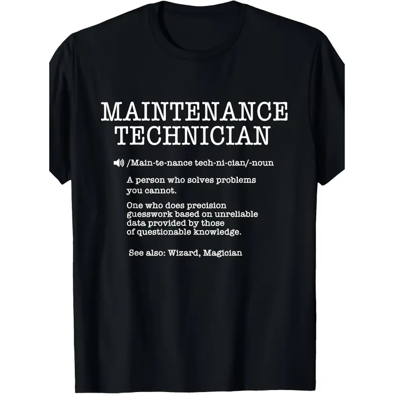 100% Cotton Maintenance Technician Repair Worker Handyman T-Shirt - Soft Breathable Casual Round Neck Tee with Handyman & Tools Graphic Print, Unisex for Men & Women